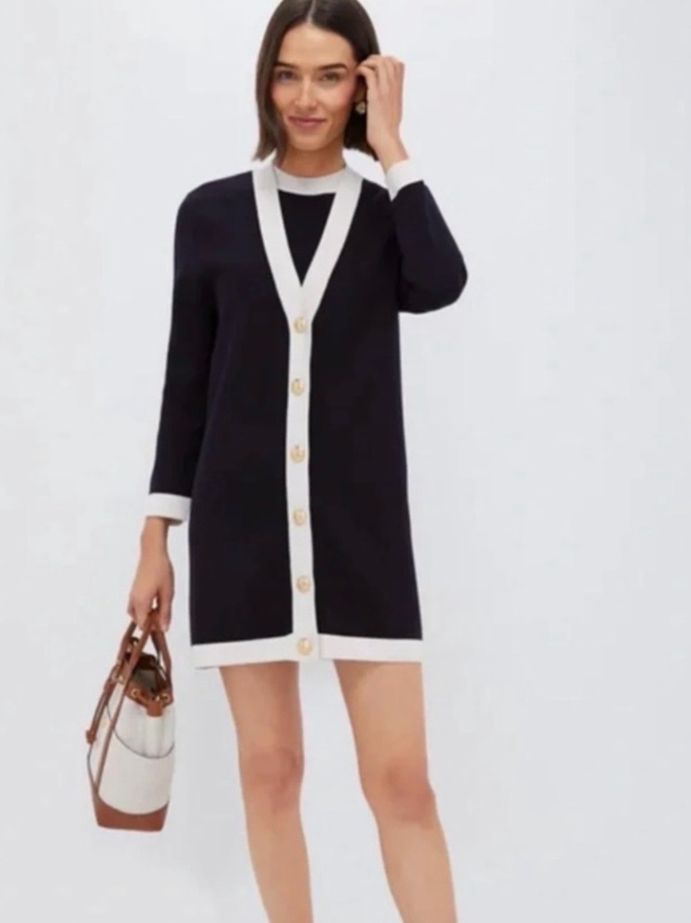 NWT Tuckernuck Knit Liv Midnight Navy White Cardigan Sz XS reg $ 198